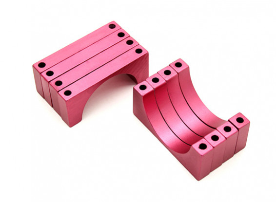 Red Anodized Double Sided 6mm CNC Aluminum Tube Clamp 28mm Diameter (Set of 4)