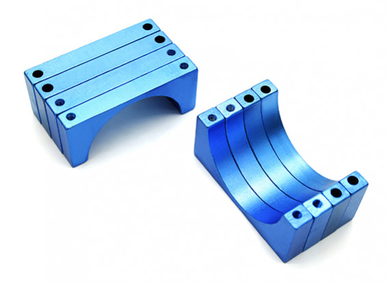 Blue Anodized Double Sided 6mm CNC Aluminum Tube Clamp 28mm Diameter (Set of 4)