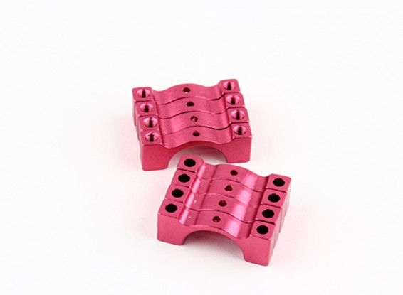 Red Anodized Double Sided CNC Aluminum Tube Clamp 12mm Diameter