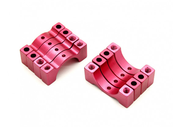 Red Anodized CNC Aluminum 5mm Tube Clamp 15mm Diameter (Set of 4)