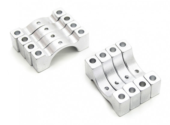 Silver Anodized CNC Aluminum 5mm Tube Clamp 15mm Diameter (Set of 4)