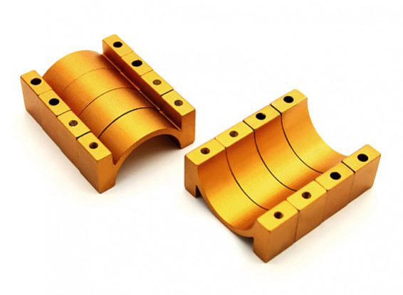 Gold Anodized CNC Aluminum Tube Clamp 22mm Diameter (Set of 4)