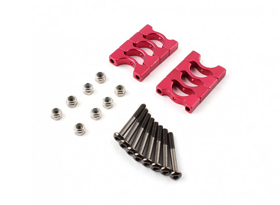 Red Super Light Anodized CNC Alloy Tube Clamp 10mm Diameter (4set)