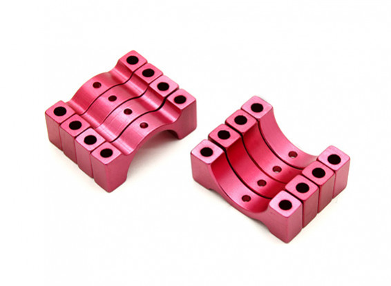 Red Anodized CNC semicircle alloy tube clamp (incl. nuts & bolts) 14mm