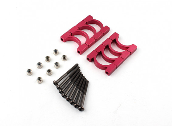 Red Anodized CNC Super Light Alloy Tube Clamp 16mm Diameter (4set)