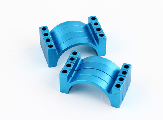 Blue Anodized Double Sided CNC Aluminum Tube Clamp 25mm Diameter