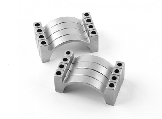 Silver Anodized Double Sided CNC Aluminum Tube Clamp 25mm Diameter