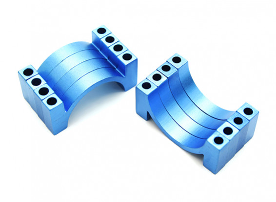 Blue Anodized CNC Semicircle Alloy Tube Clamp (incl. nuts & bolts) 20mm