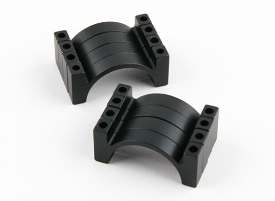 Black Anodized Double Sided CNC Aluminum Tube Clamp 25mm Diameter