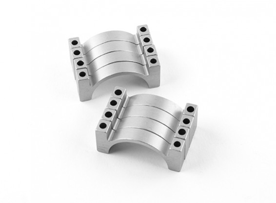 Silver Anodized Double Sided CNC Aluminum Tube Clamp 25mm Diameter