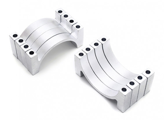 Silver Anodized CNC Semicircle Alloy Tube Clamp (incl. nuts & bolts) 28mm