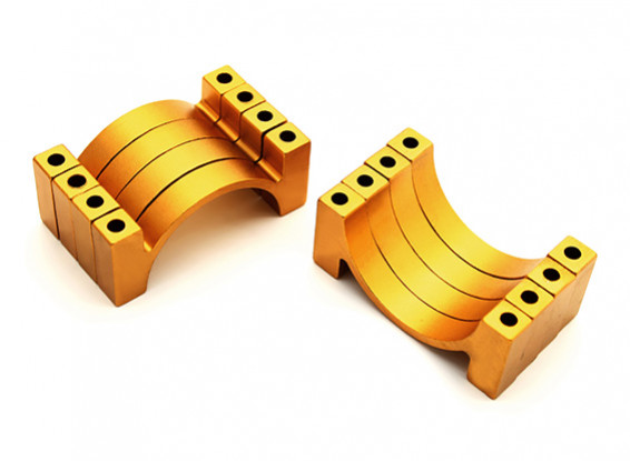 Gold Anodized CNC Semicircle Alloy Tube Clamp (incl. nuts & bolts) 30mm