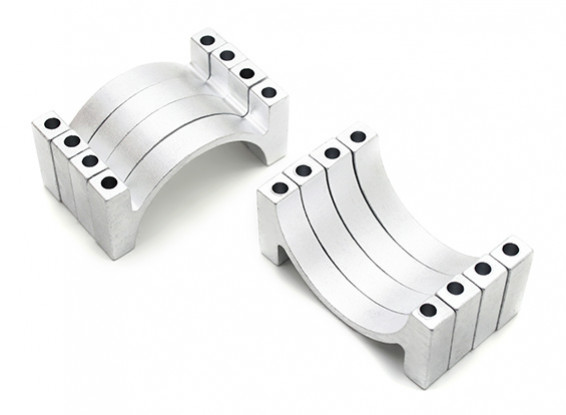 Silver Anodized CNC semicircle alloy tube clamp (incl. nuts & bolts) 30mm