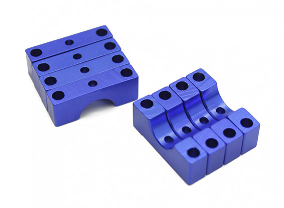 Blue Anodized Double Sided CNC Aluminum Tube Clamp 8mm Diameter