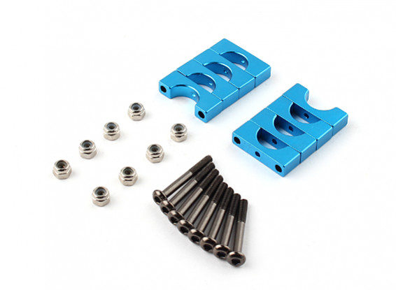 Blue Anodized Double Sided CNC Aluminum Tube Clamp 10mm Diameter