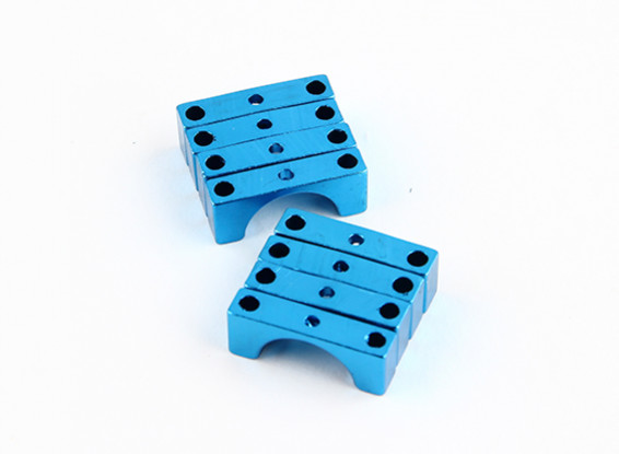 Blue Anodized Double Sided CNC Aluminum Tube Clamp 10mm Diameter