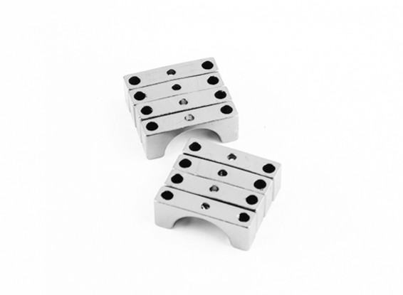 Silver Anodized Double Sided CNC Aluminum Tube Clamp 14mm Diameter