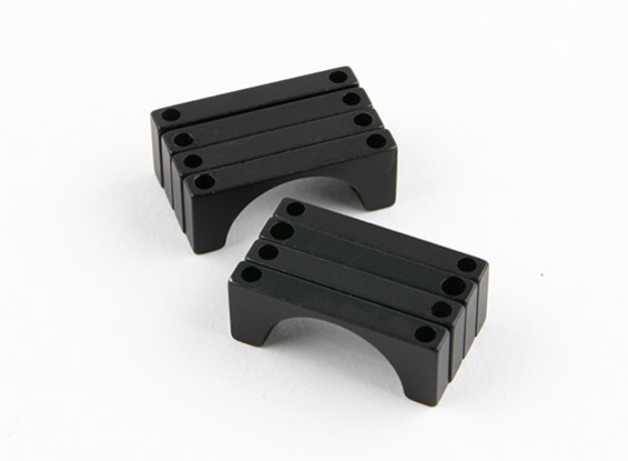 Black Anodized Double Sided CNC Aluminum Tube Clamp 22mm Diameter