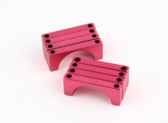 Red Anodized Double Sided CNC Aluminum Tube Clamp 22mm Diameter