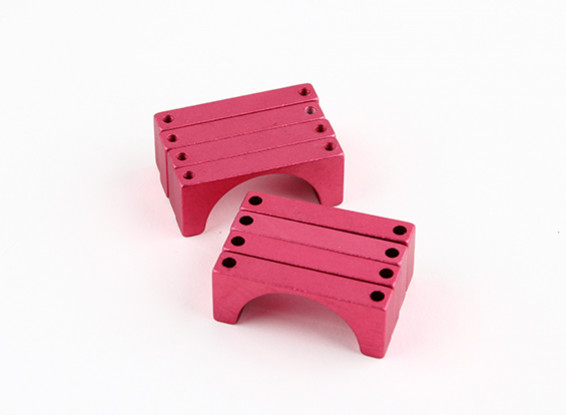 Red Anodized Double Sided CNC Aluminum Tube Clamp 25mm Diameter