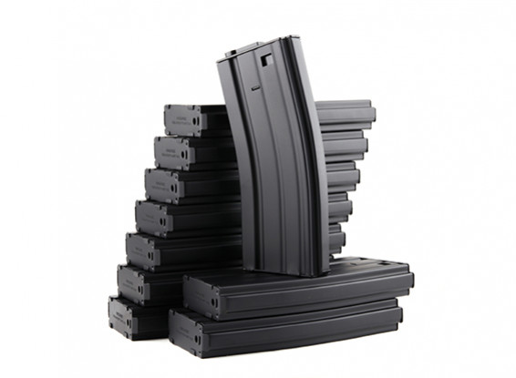 King Arms 120b round metal magazines for Marui M4/M16 AEG series (Black, 10pcs/ box)