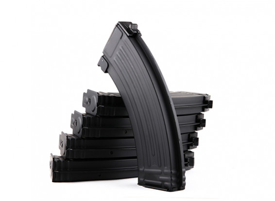 King Arms 140rounds metal magazines for Marui AK AEG series (Black, 5pcs/box)