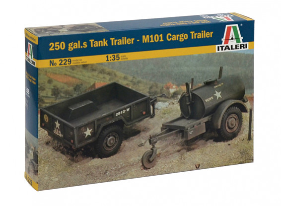 Italeri 1/35 Scale 250 Gallon Tank Trailer - M101 Cargo Trailer Model Kit