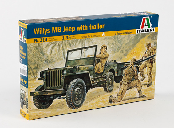 Italeri 1/35 Willys MB Jeep With Trailer Vehicle Model Kit