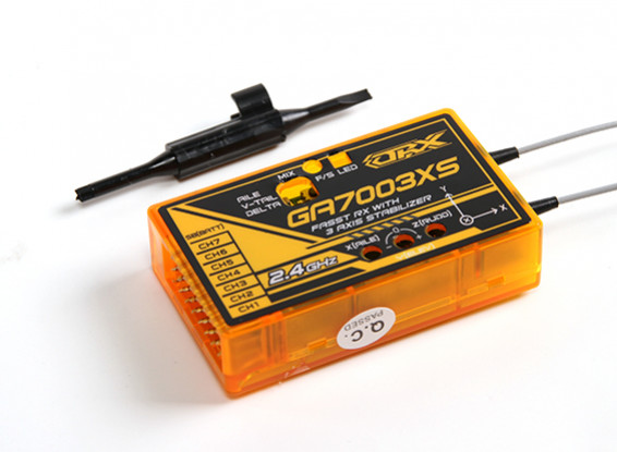 OrangeRx GA7003XS Futaba FASST Compatible 7ch 2.4Ghz Receiver with 3 Axis Stabilizer FS and SBus