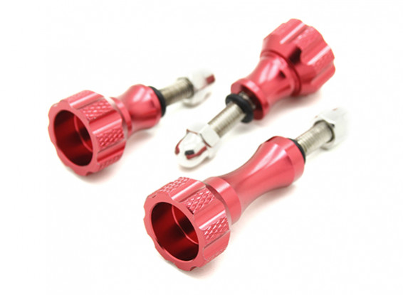 Aluminum Thumbscrew Set For Action Cameras Red (3pc)