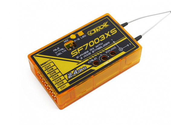 OrangeRx SF7003XS Futaba FHSS Compatible 7ch 2.4Ghz Receiver w/FS, SBus & 3 Axis Stabilizer