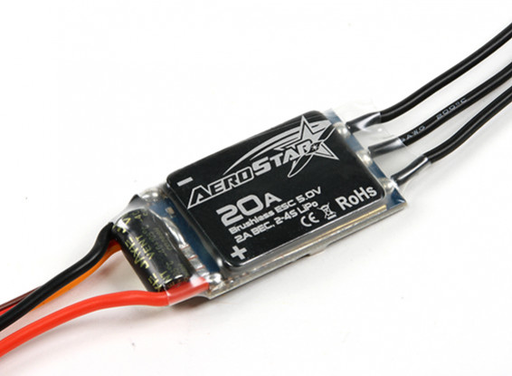Aerostar 20A Electronic Speed Controller with 2A BEC (2~4S)