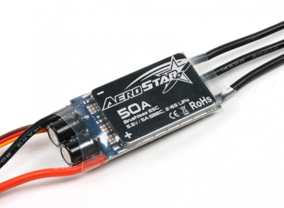 Aerostar 50A Electronic Speed Controller with 5A BEC (2~6S)