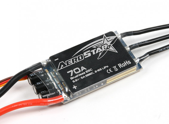 Aerostar 70A Electronic Speed Controller with 5A BEC (2~6S)