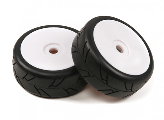 1/8 Scale White Pro Dish Wheels With Semi Slick Style Tyres (2pc)