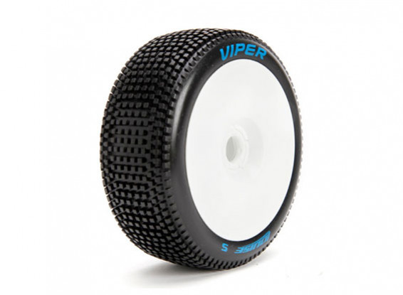 LOUISE B-VIPER 1/8 Scale Buggy Tires Soft Compound / White Rim / Mounted