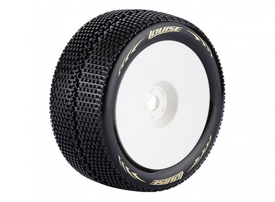 LOUISE T-TURBO 1/8 Scale Truggy Tires Super Soft Compound / 1/2 Offset / White Rim / Mounted
