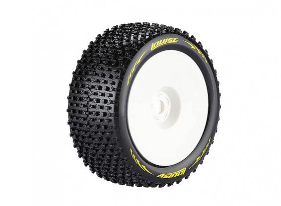 LOUISE T-PIRATE 1/8 Scale Truggy Tires Super Soft Compound / 1/2 Offset / White Rim / Mounted