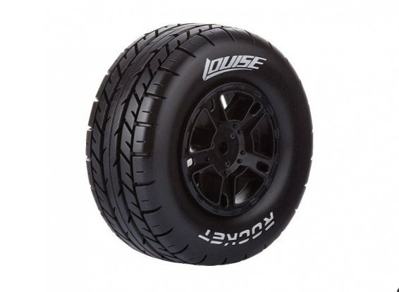 LOUISE SC-ROCKET 1/10 Scale Truck Tires Soft Compound / Black Rim (For LOSI TEN-SCTE 4X4) / Mounted