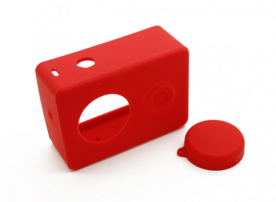 Silicone Protective Case and Lens Cap for Xiaoyi Action Camera (Red)