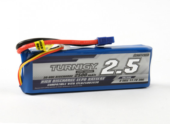 Turnigy 2500mAh 3S 30C LiPoly Pack w/ EC3 (E-flite Compatible EFLB25003S30) 