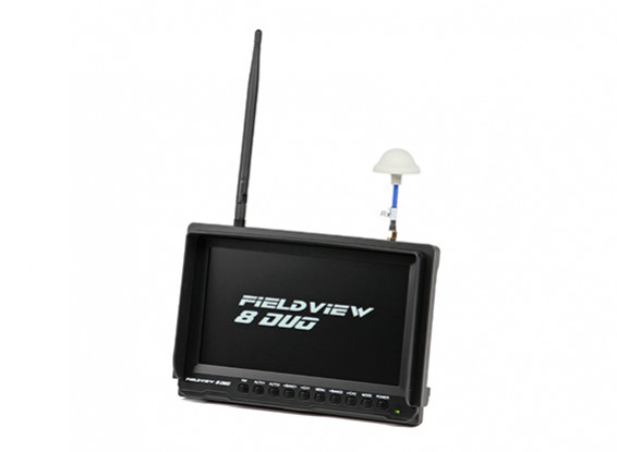 8 inch 800 x 480 LCD Sunlight Viewable FPV Monitor w/32CH Dual Receiver, PIP (US plug)