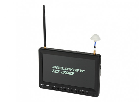 10 inch 1366 x 768 LCD Sunlight Viewable FPV Monitor w/32CH Dual Receiver, PIP (EU plug)