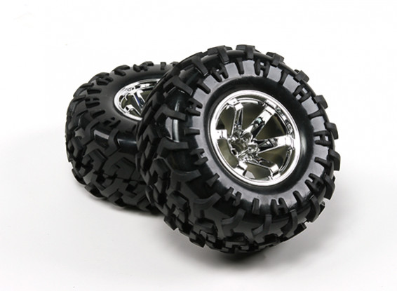 HobbyKing ® ™ 1/10 Crawler 1.9 Wheel & Tire 130mm (Silver Rim) (2pcs)