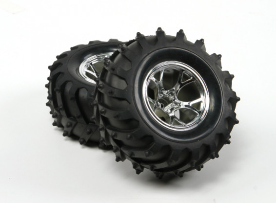 HobbyKing ® ™ 1/10 Crawler & Monster Truck 125mm 1.9 Wheel & Tire (Silver Rim) (2pcs)