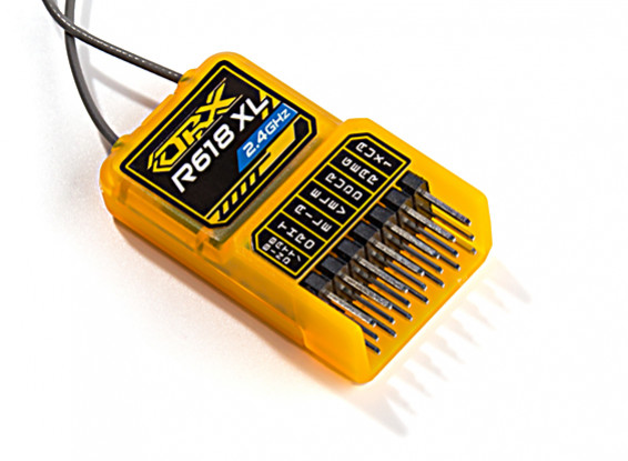OrangeRx R618XL 6Ch 2.4GHz DSM2/DSMX Compatible Receiver w/PWM and CPPM and Long Antenna