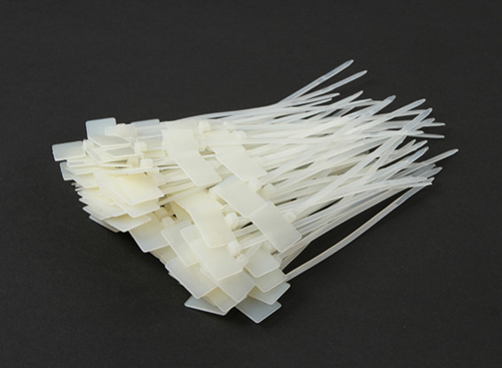 Cable Ties 100mm x 2.5mm White with Marker Tag (100pcs)