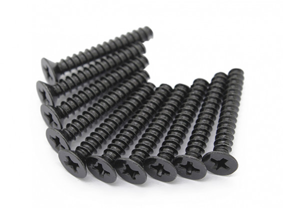 Screw Countersunk Hex M2.5 x 22mm Machine Thread Steel Black (10pcs)