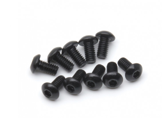 Screw Button Head Hex M2.5 x 5mm Machine Thread Steel Black (10pcs)