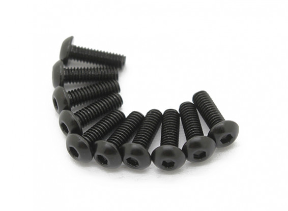 Screw Button Head Hex M2.5 x 6mm Machine Thread Steel Black (10pcs)